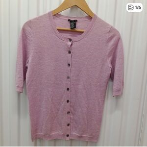 Theory 100% Cashmere Purple Heather Short Sleeve Cardigan